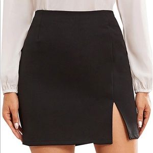 NWOT Black Mini Skirt with Slit